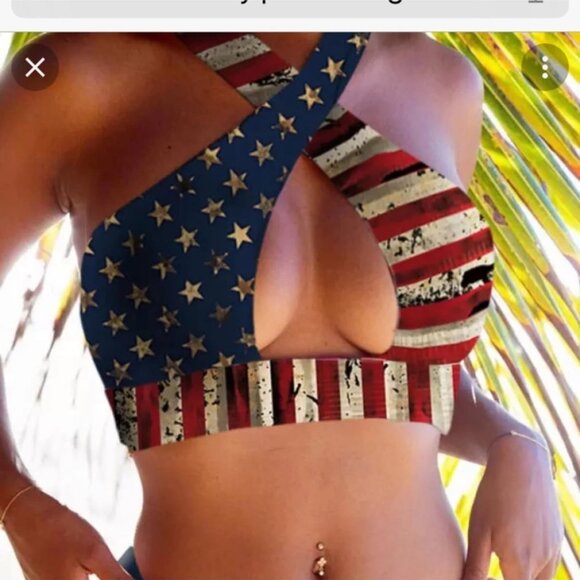 NWT Bellelily Stars and Stripes Patriot Bikini Set‎ Size Small - Picture 4 of 6